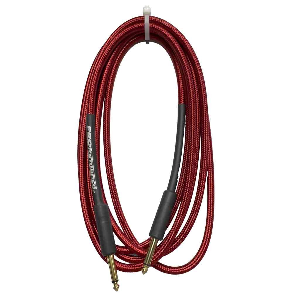 Cloth Covered Instrument Cables - Guitar Lead-10'-Red-Andy's Music
