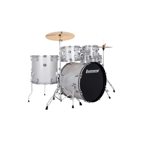 Ludwig Accent Drive Drum Set With Cymbals And Hardware-Silver Sparkle-Andy's Music
