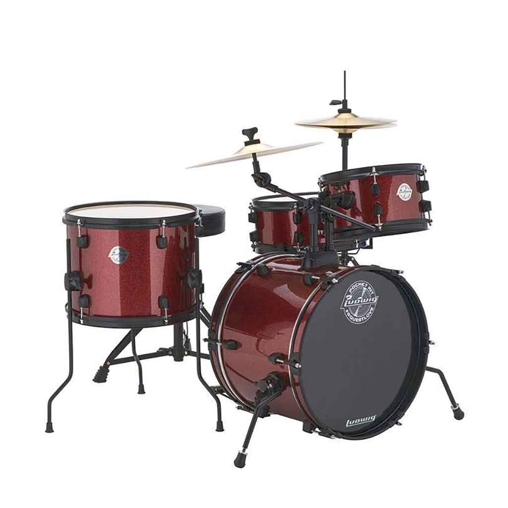 Ludwig Pocket Drum Set For Kids With Cymbals And Hardware-Red Wine Sparkle-Andy's Music