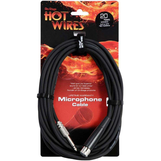On-Stage Hot Wires 20' Microphone Cable XLR - 1/4" TRS-Andy's Music