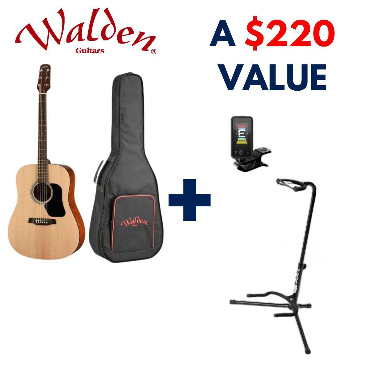 Walden D350 Acoustic Guitar BUNDLE with stand and tuner-Andy's Music