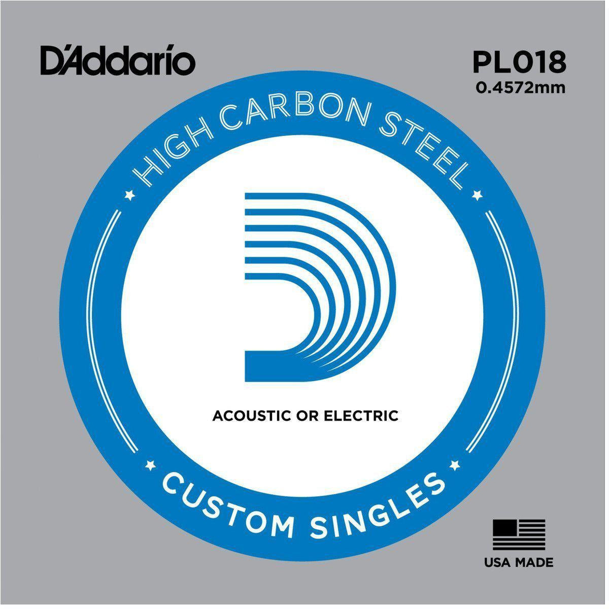 D'addario Plain Steel Single String-.018-Andy's Music