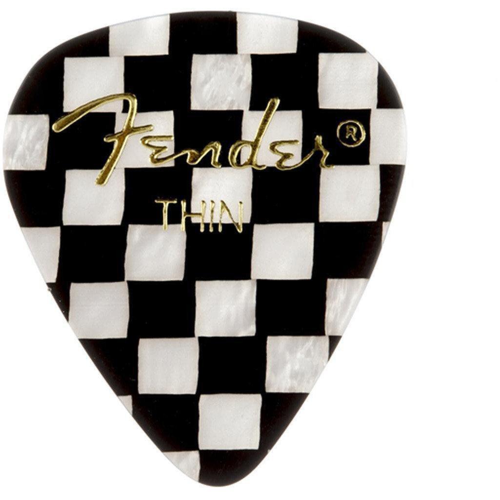 Fender 351 Shape Graphic Picks 12 Per Pack-Thin-Checker-Andy's Music