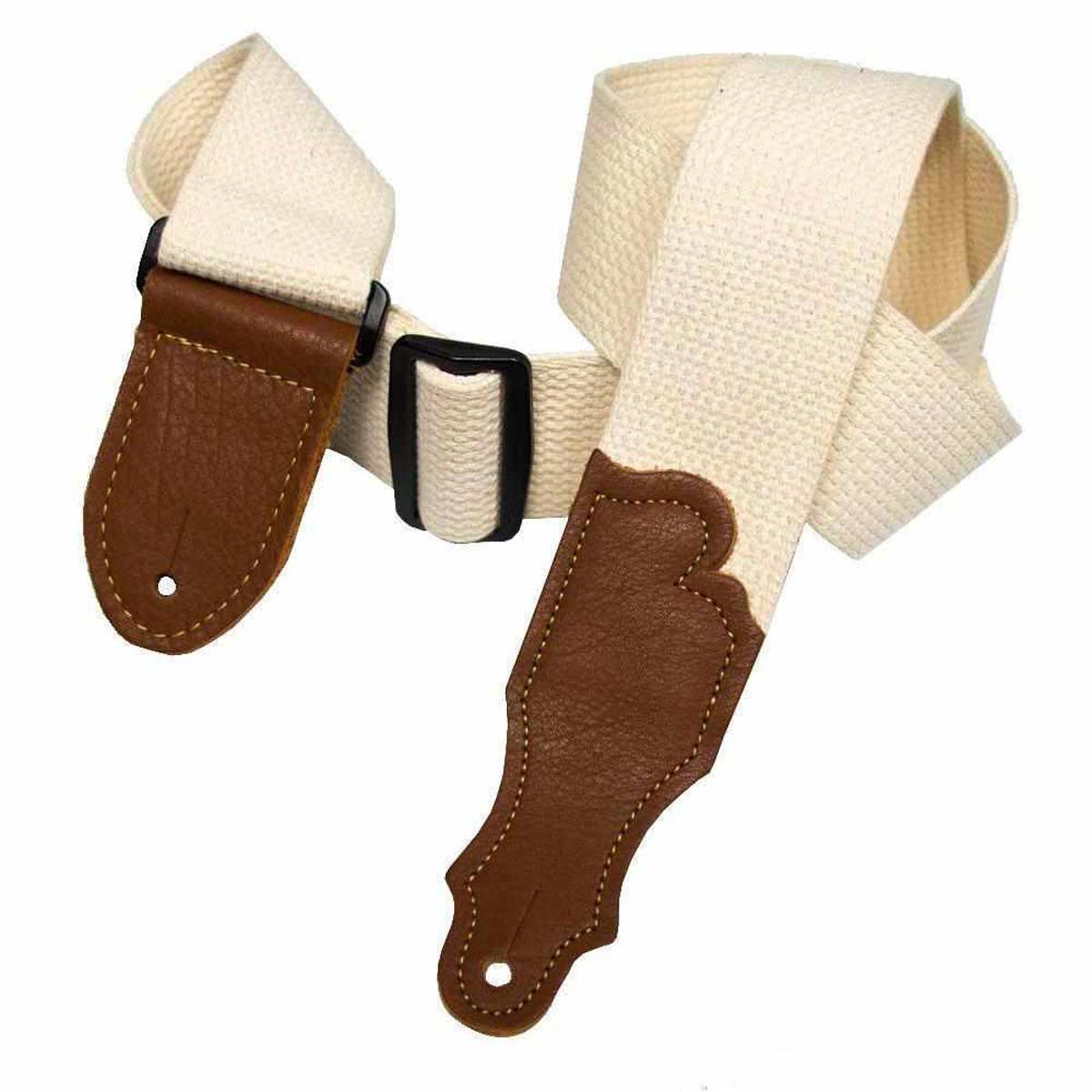 Franklin 2" Cotton Guitar Strap with Glove Leather End Tabs-Natural/Caramel-Andy's Music