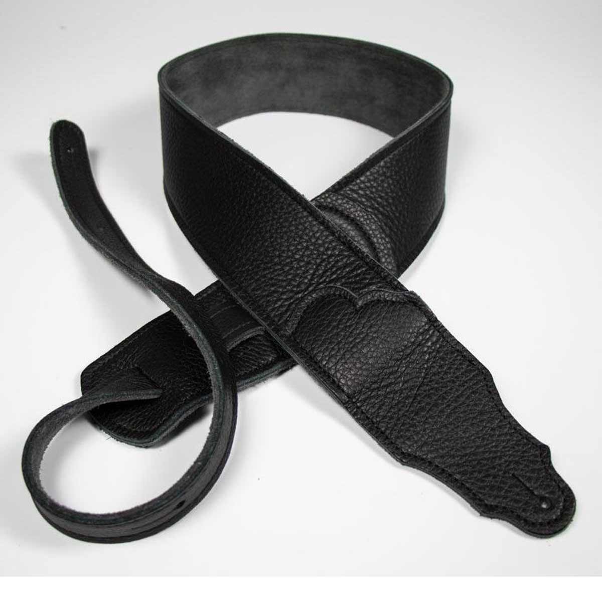 Franklin Guitar Strap Black Original Leather with Black Stitching FSWBKBK