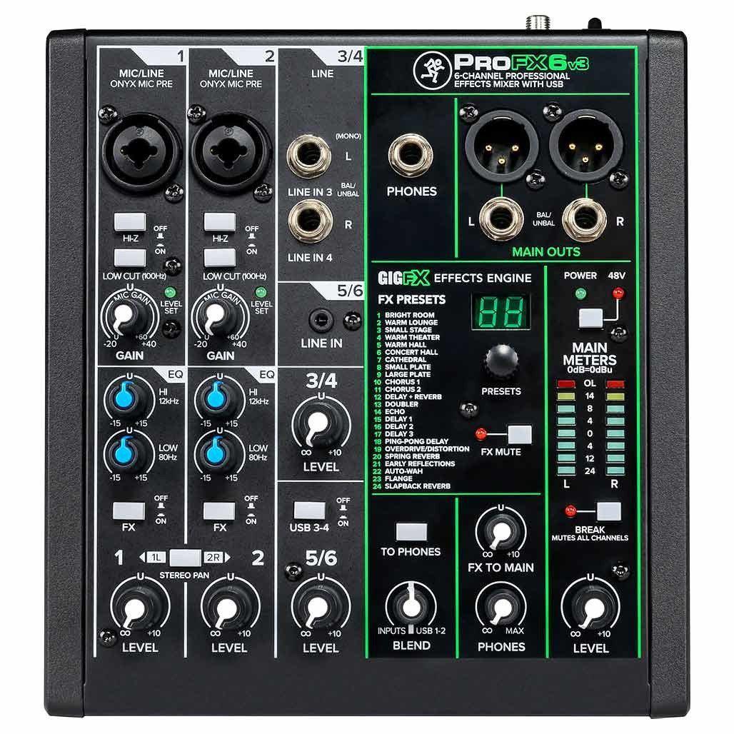 Mackie ProFX6v3 6-Channel Effects Mixer With USB-Andy's Music
