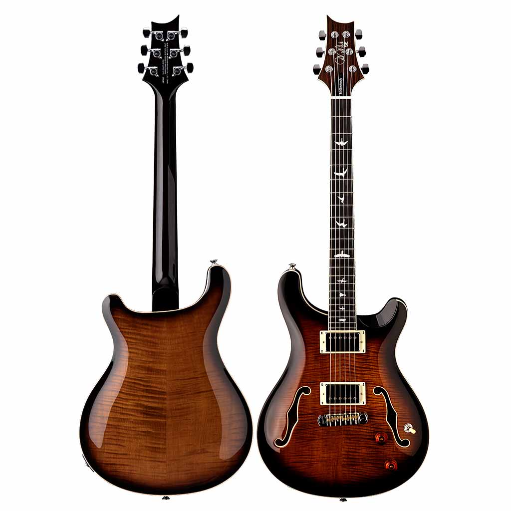 PRS SE Hollowbody II Electric Guitar Black Gold Burst Finish