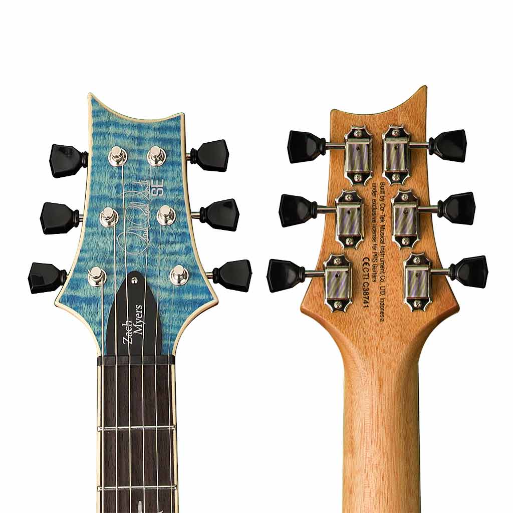 PRS SE Zach Myers Signature Guitar Headstock Myers Blue