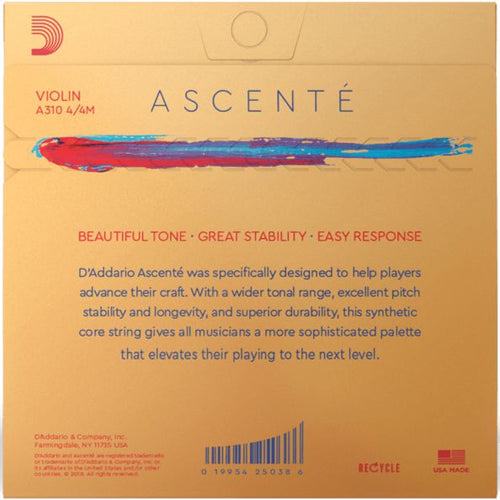 D'Addario Ascenté Synthetic Violin String Set Medium Tension 4/4