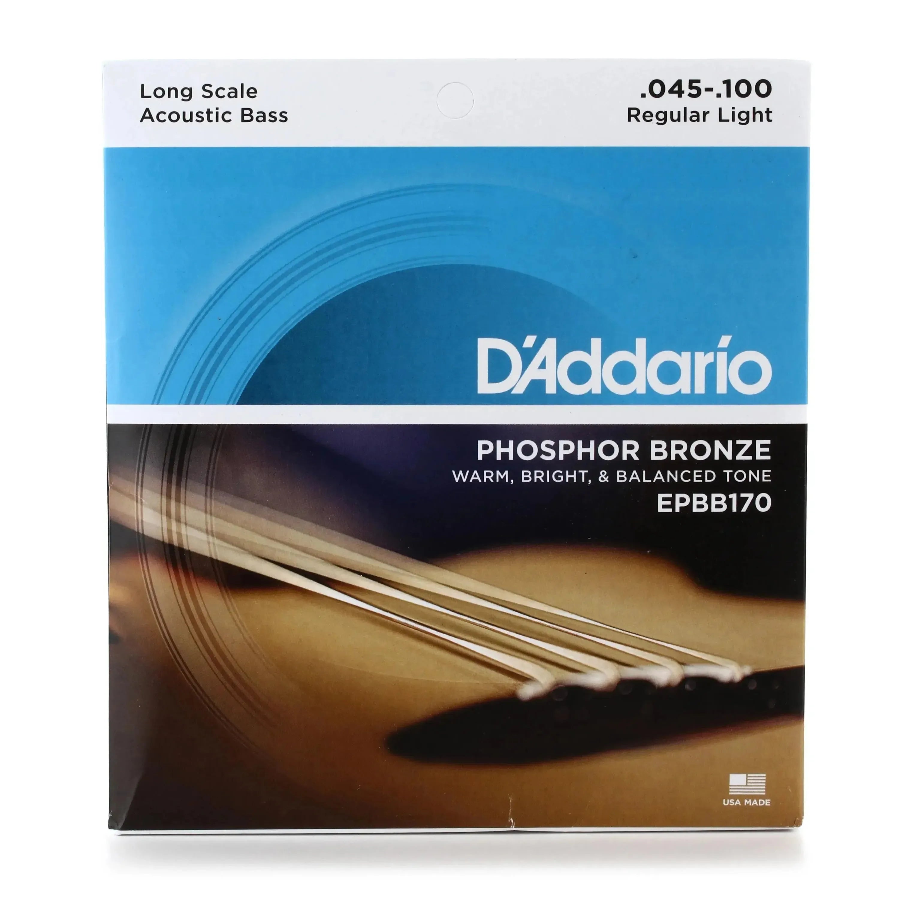 D'Addario EPBB170 Phosphor Bronze Acoustic Bass, Long Scale, 45-100