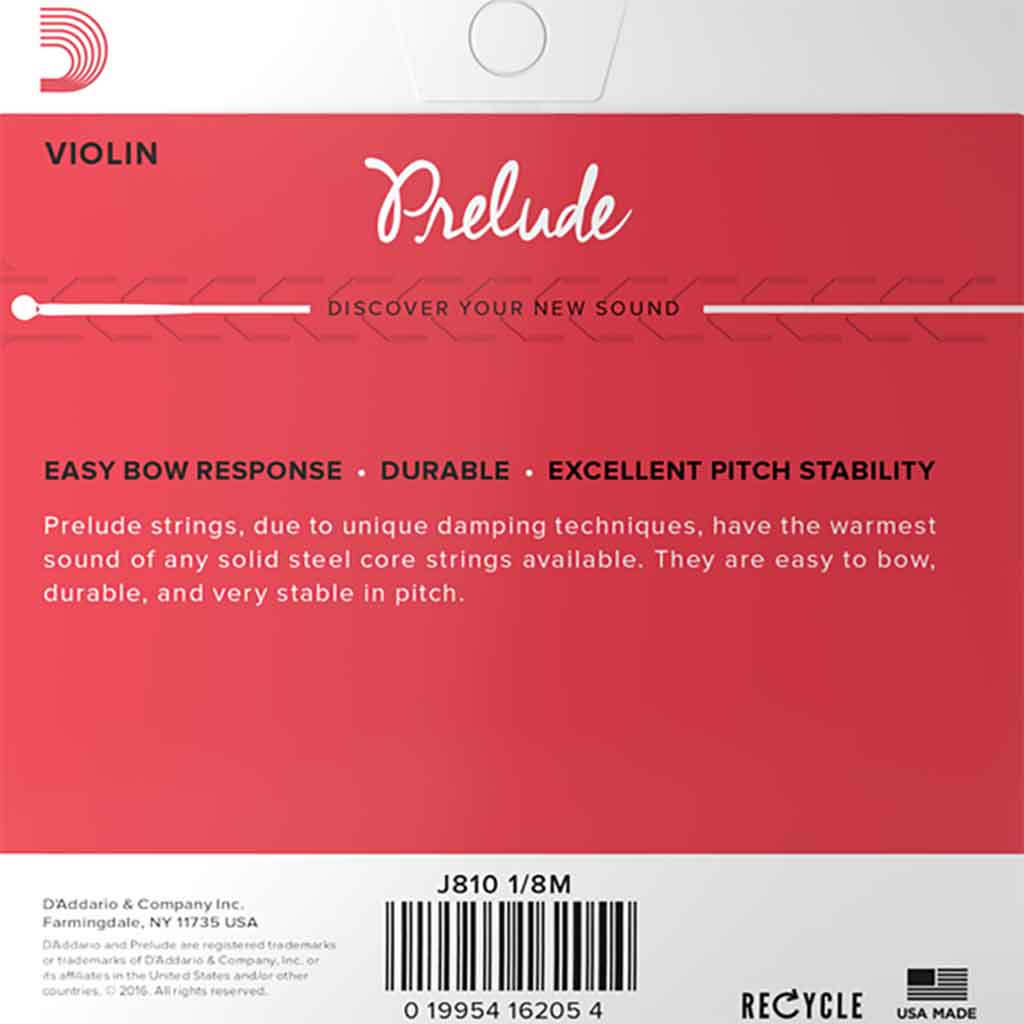 D'Addario Prelude Violin String Set, Medium Tension