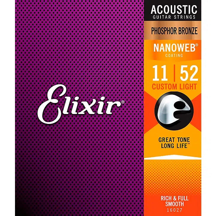 Elixir 16027 Nanoweb Acoustic Custom Light 11-52