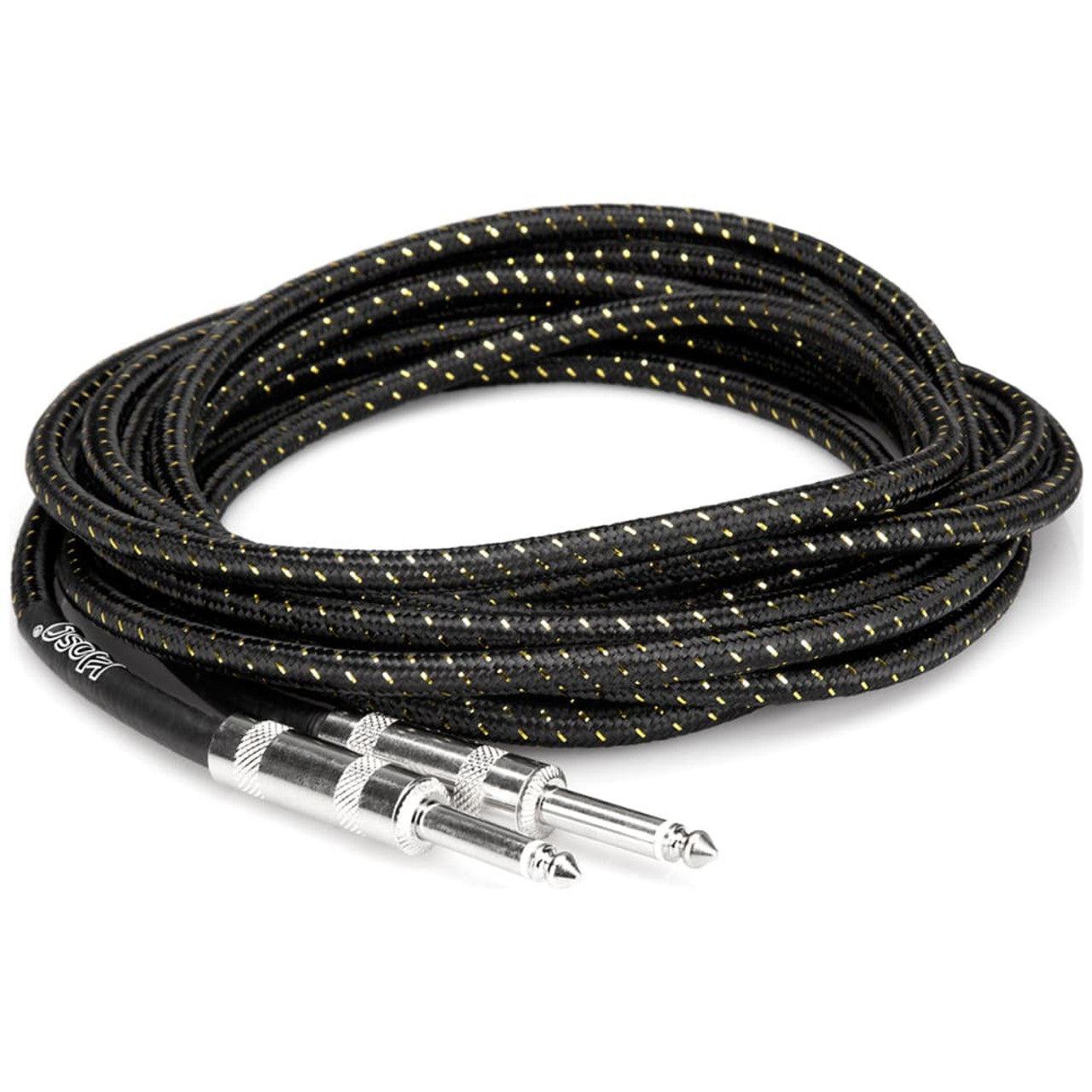 Hosa Cloth Guitar Cable 18ft 3GT18C-Black & Gold-Andy's Music