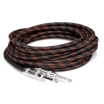 Hosa Cloth Guitar Cable 18ft 3GT18C-Black & Red-Andy's Music