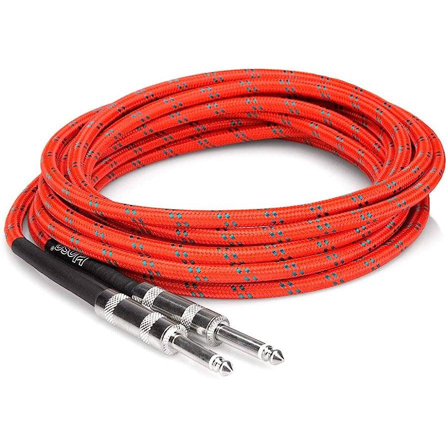 Hosa Cloth Guitar Cable 18ft 3GT18C-Red & Green-Andy's Music