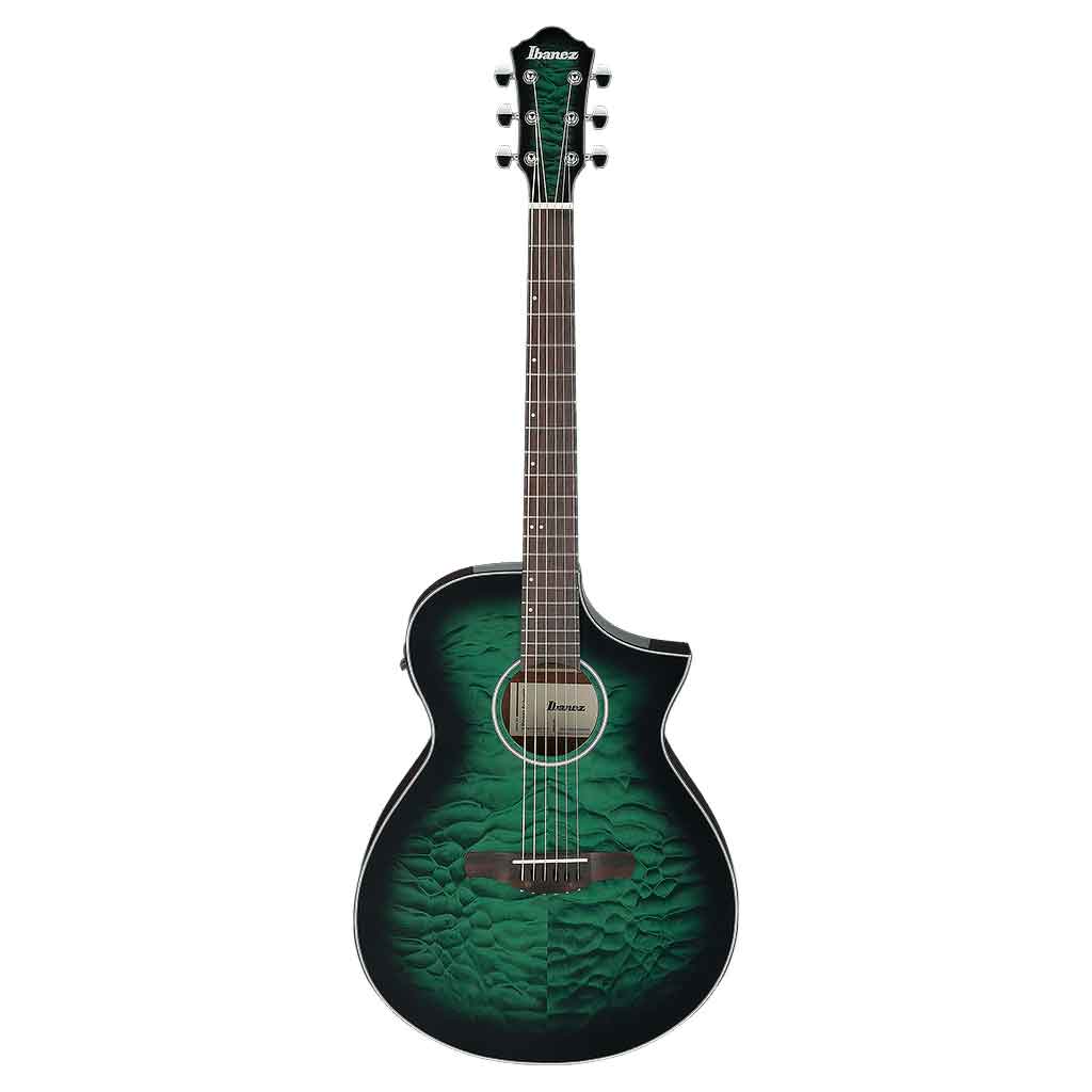 Ibanez AEWC16QA Acoustic Electric Guitar-Transparent Emerald Burst-Andy's Music