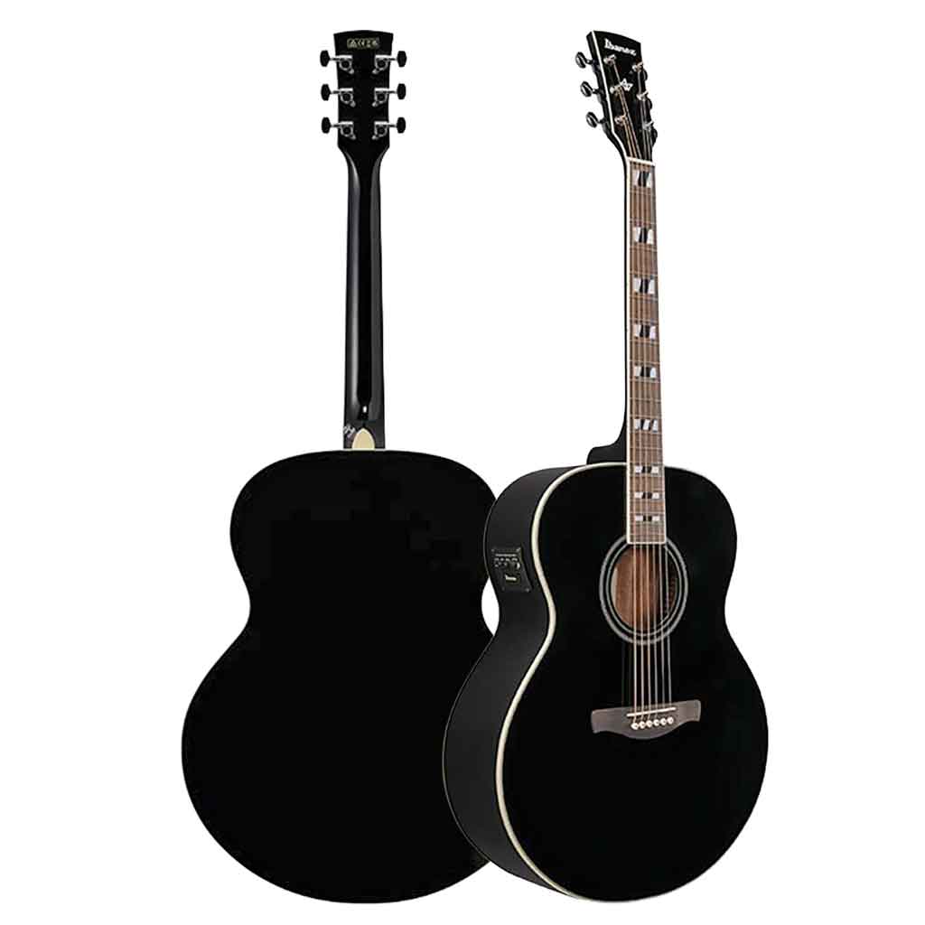 Ibanez Artwood AJ70M1E Jumbo Acoustic Electric Guitar - Black High Gloss-Andy's Music