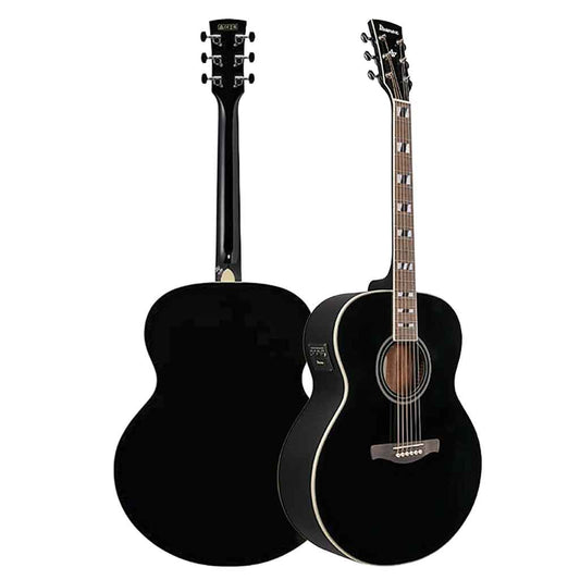 Ibanez Artwood AJ70M1E Jumbo Acoustic Electric Guitar - Black High Gloss-Andy's Music