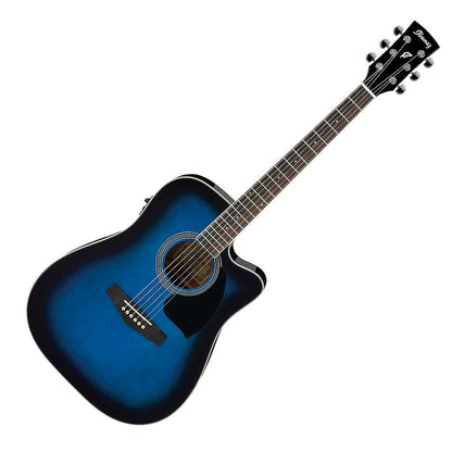 Ibanez PF15ECE Acoustic Electric Guitar - Transparent Blue Burst-Andy's Music