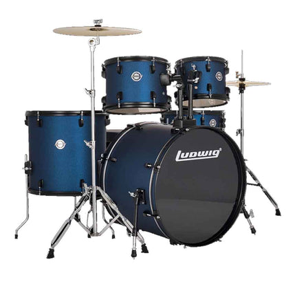 Ludwig Accent Drive 5-Piece Drum Set With Cymbals And Hardware-Blue Stardust-Andy's Music