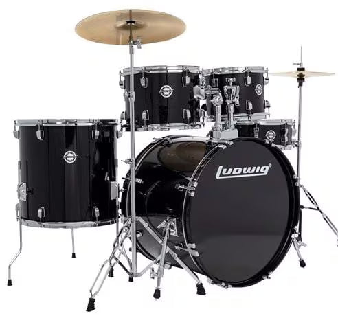 Ludwig Accent Drive Drum Set With Cymbals And Hardware-Black Sparkle-Andy's Music