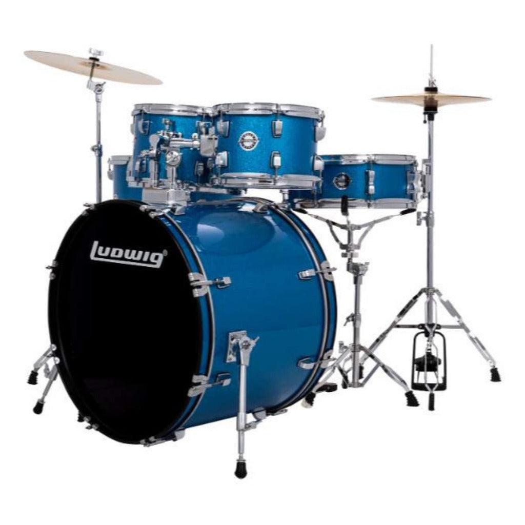 Ludwig Accent Drive Drum Set With Cymbals And Hardware-Blue Sparkle-Andy's Music