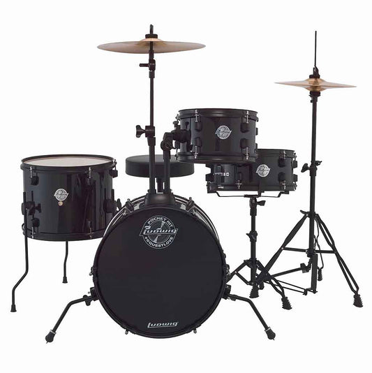 Ludwig Pocket Drum Set For Kids With Cymbals And Hardware-Black Sparkle-Andy's Music