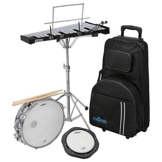 Majestic Metal Snare Drum & Bell Percussion Kit With Rolling Bag AK1432DP-Andy's Music