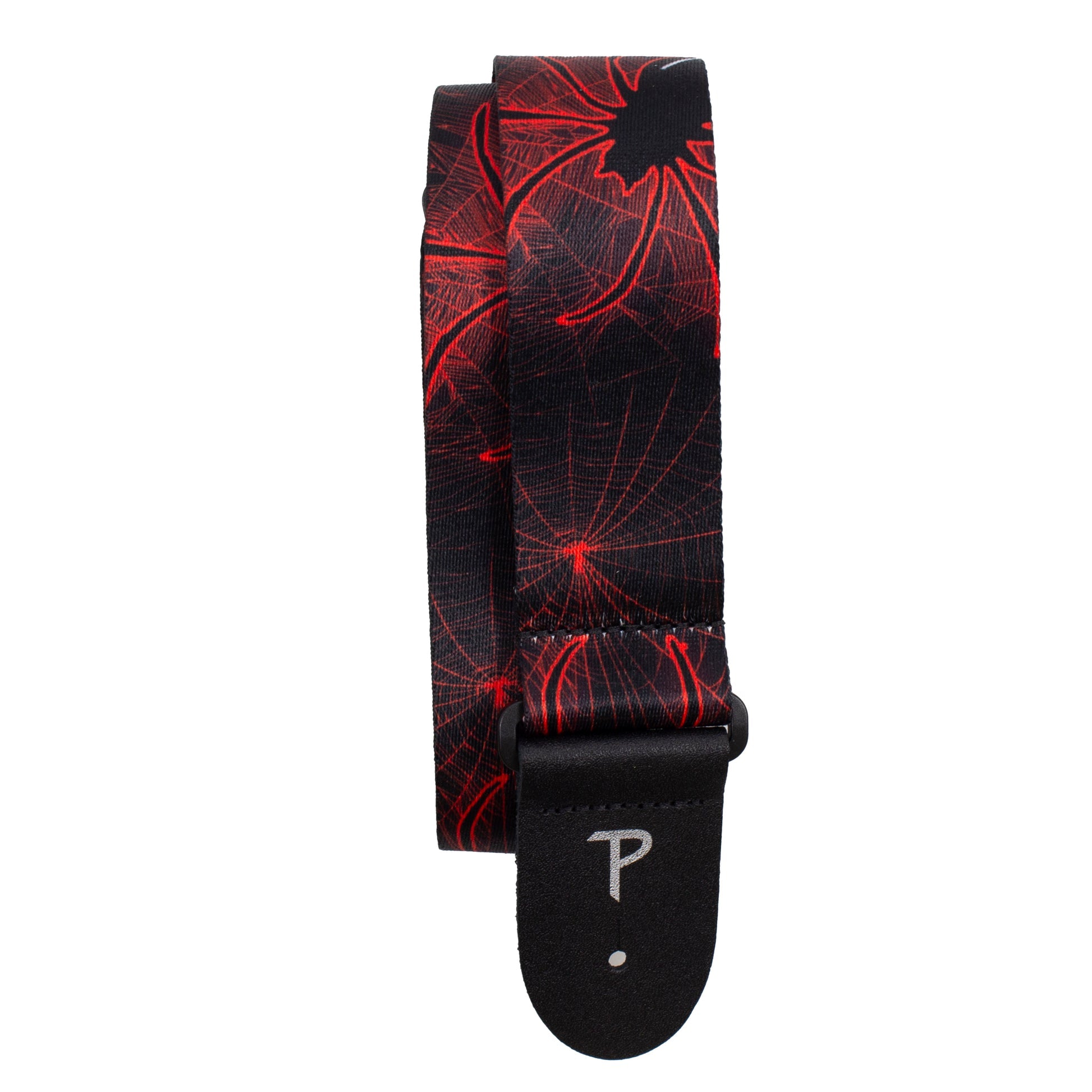 Perri's Leather 2" POLYESTER GUITAR STRAP - RED & BLACK SPIDER DESIGN LPCP7670