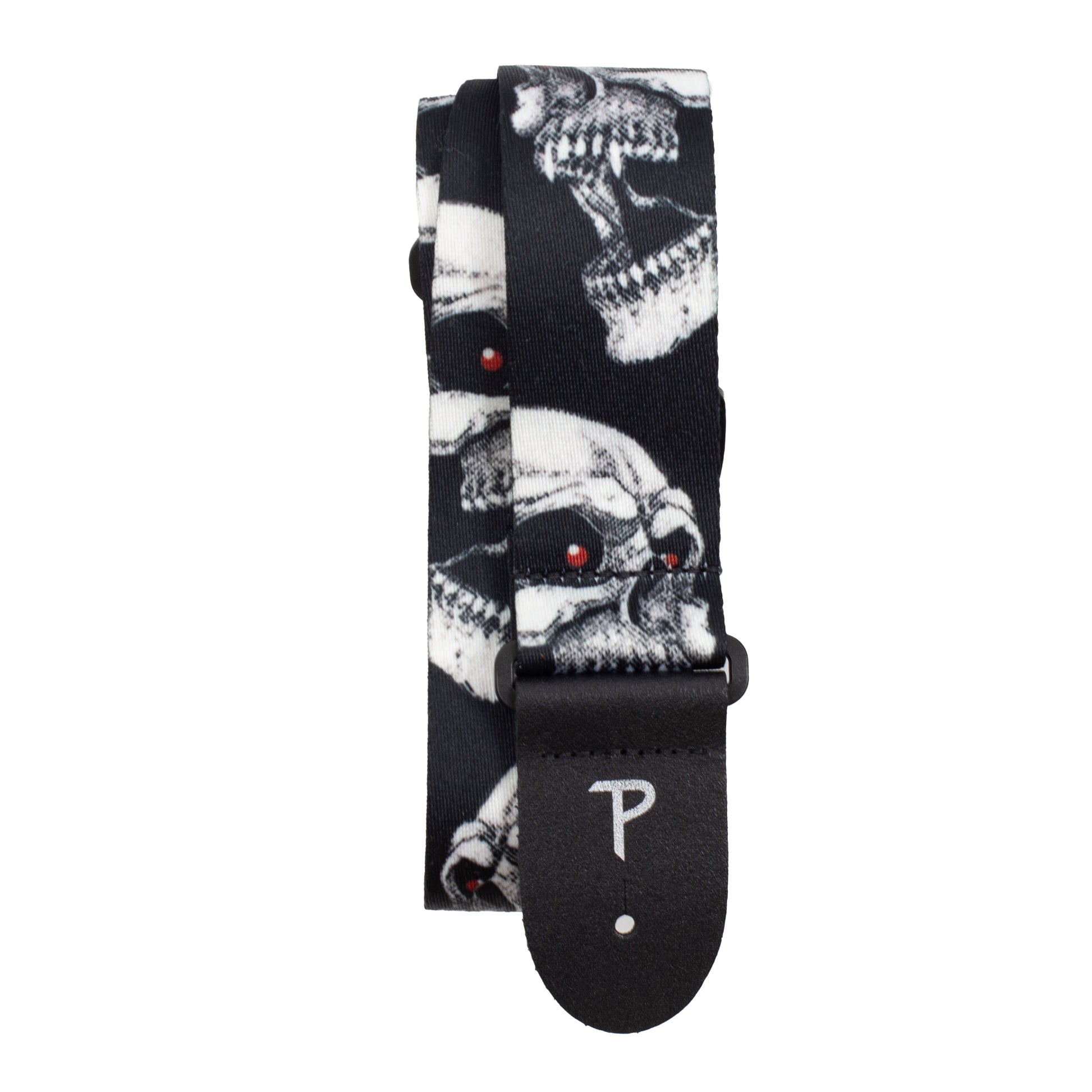 Perri's Leather 2" POLYESTER GUITAR STRAP - SKULLS W/ RED EYES DESIGN LPCP7668
