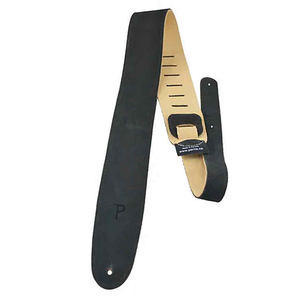 Perri's Leather 2.5" Soft Suede Black Leather Guitar Strap With Backing - P25S202