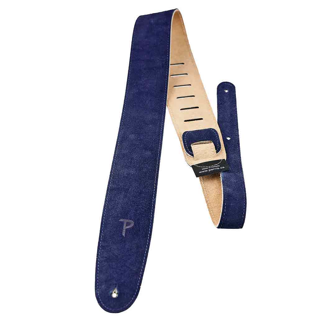 Perri's Leather 2.5" Soft Suede Blue Guitar Strap With Backing - P25S206-Andy's Music