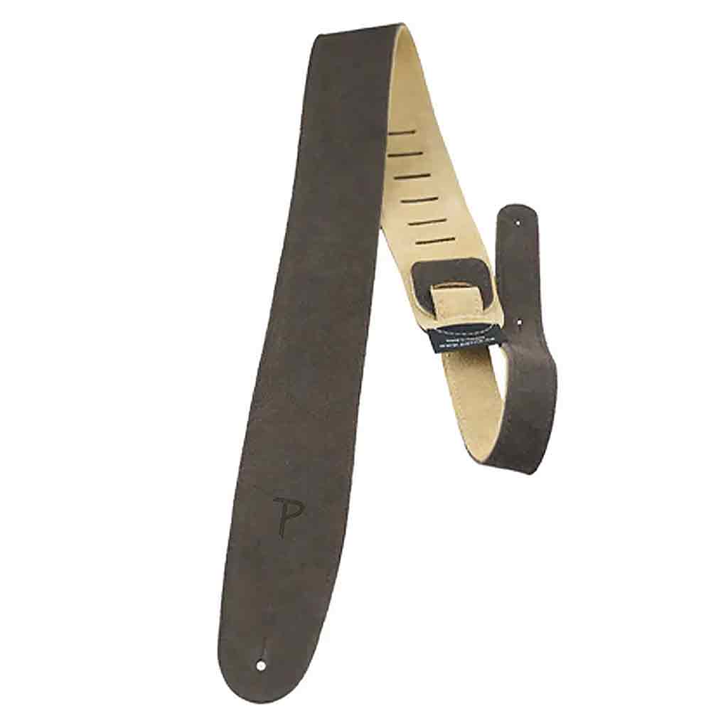 Perri's Leather 2.5" Soft Suede Brown Leather Guitar Strap With Backing - P25S201-Andy's Music