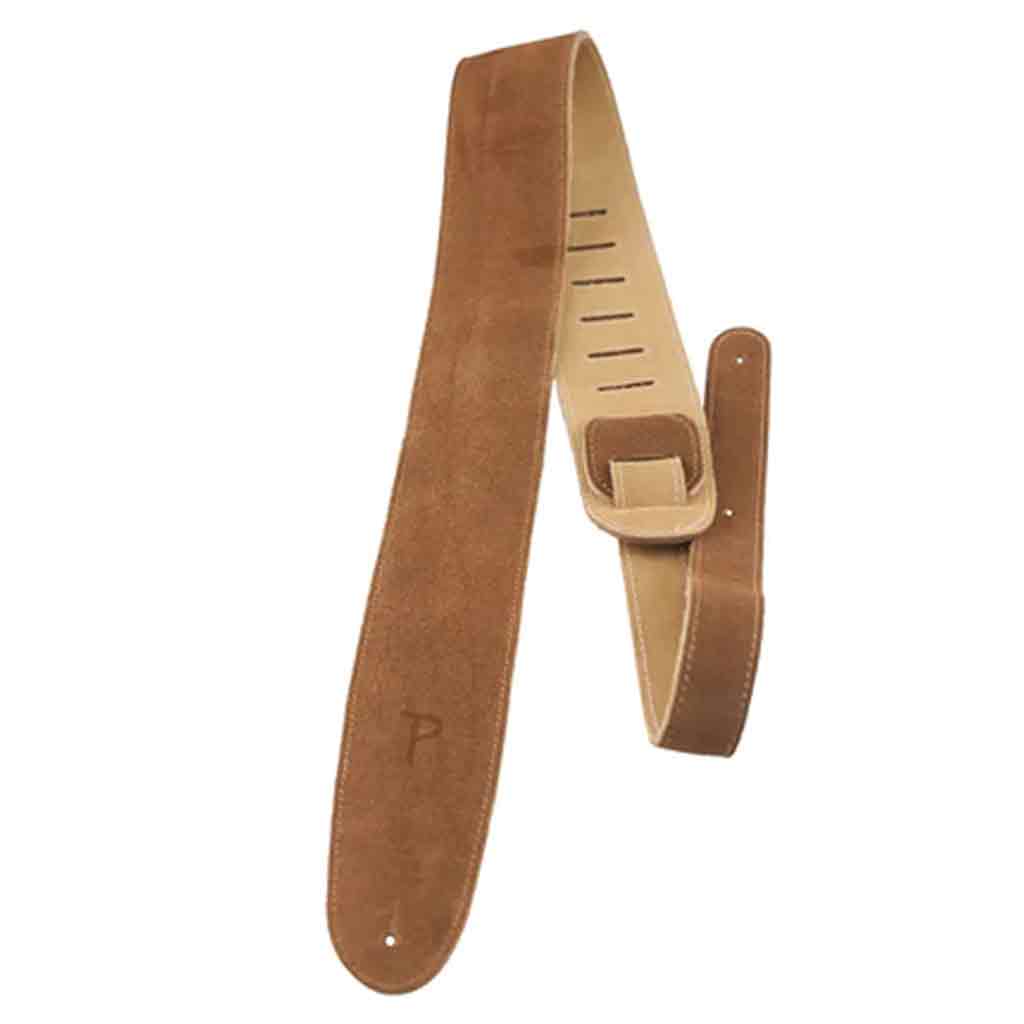 Perri's Leather 2.5" Soft Suede Tan Leather Guitar Strap With Backing - P25S200-Andy's Music