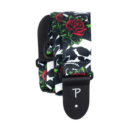 Perri's Leather Skulls & Roses Polyester Guitar Strap - LPCP7647-Andy's Music