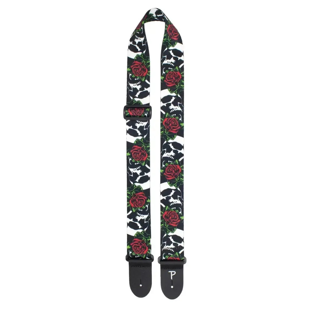 Perri's Leather Skulls & Roses Polyester Guitar Strap - LPCP7647
