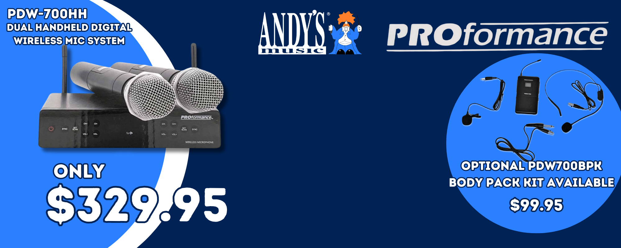 Wireless Microphone System - ProFormance PDW700HH Handheld Wireless Mic