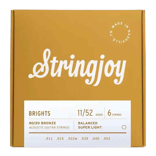 Stringjoy Brights 80/20 Bronze Acoustic Guitar Strings-11-52-Andy's Music