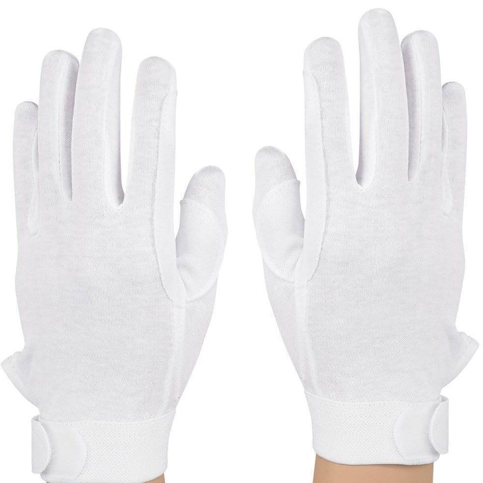 White Cotton Gloves (Pair) - Deluxe Military & Marching Band