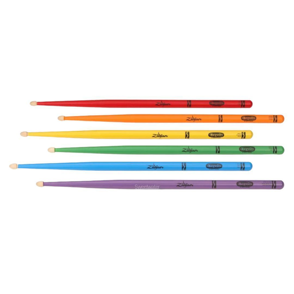 Zildjian x Crayola 6 Pack, Kids Drumsticks & Pad