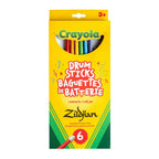 Zildjian x Crayola 6 Pack, Kids Drumsticks & Pad