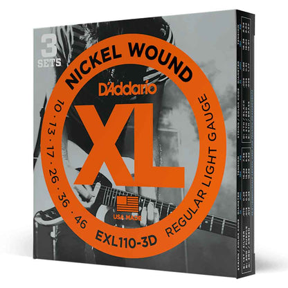 D'Addario 10-46 3 Pack EXL110 3D Nickel Wound Regular Light Electric Guitar Strings-Andy's Music
