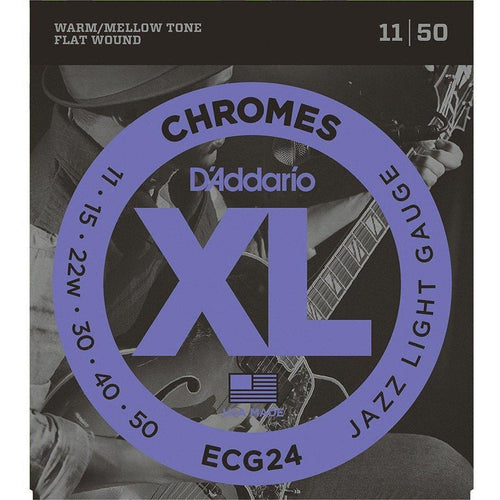 D'Addario ECG24 Chromes Flat Wound, Jazz Light, 11-50