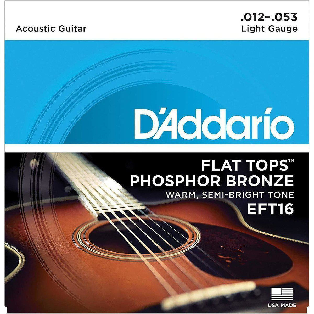 D'Addario EFT16 Phosphor Bronze Flat Tops, Light, 12-53-Andy's Music