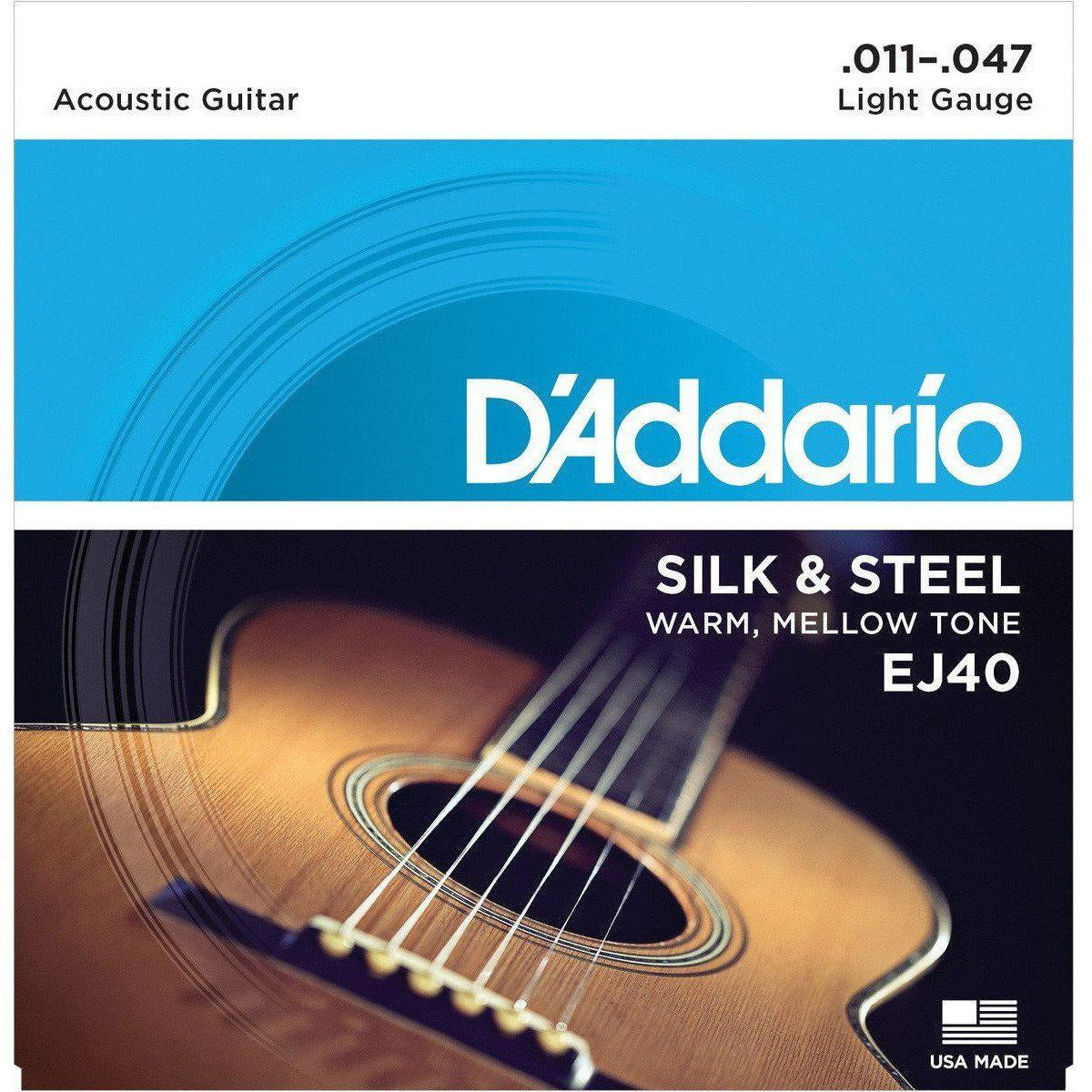D'Addario EJ40 Silk & Steel Folk Guitar Strings, 11-47-Andy's Music