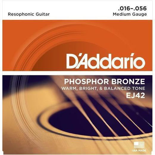 D'Addario EJ42 Phosphor Bronze Resophonic Guitar Strings, 16-56-Andy's Music