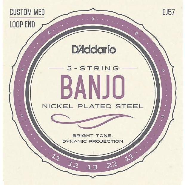 D'Addario EJ57 5-String Banjo Nickel Strings Custom Medium 11-22-Andy's Music