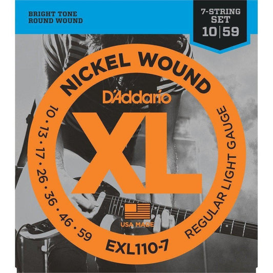 D'Addario EXL110-7 Nickel Wound, 7-String, Regular Light, 10-59-Andy's Music