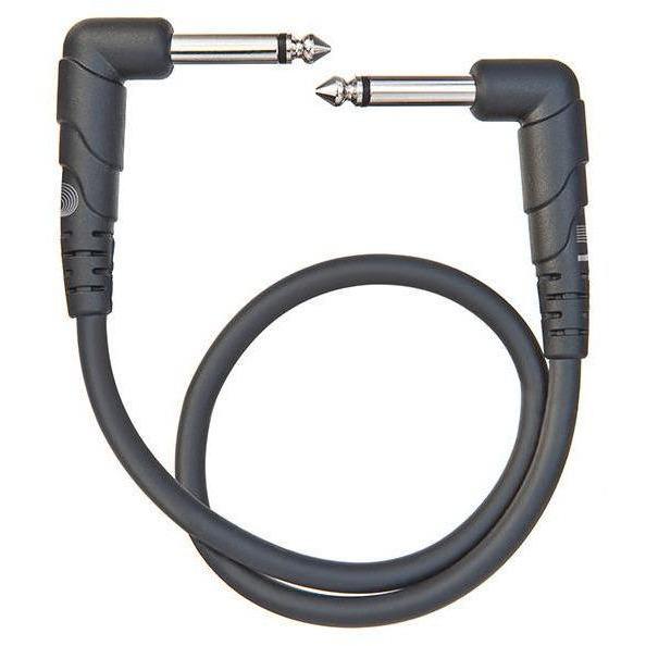 D'Addario Patch Cable Right Angle 1 Foot PWCGTPRA01-Andy's Music