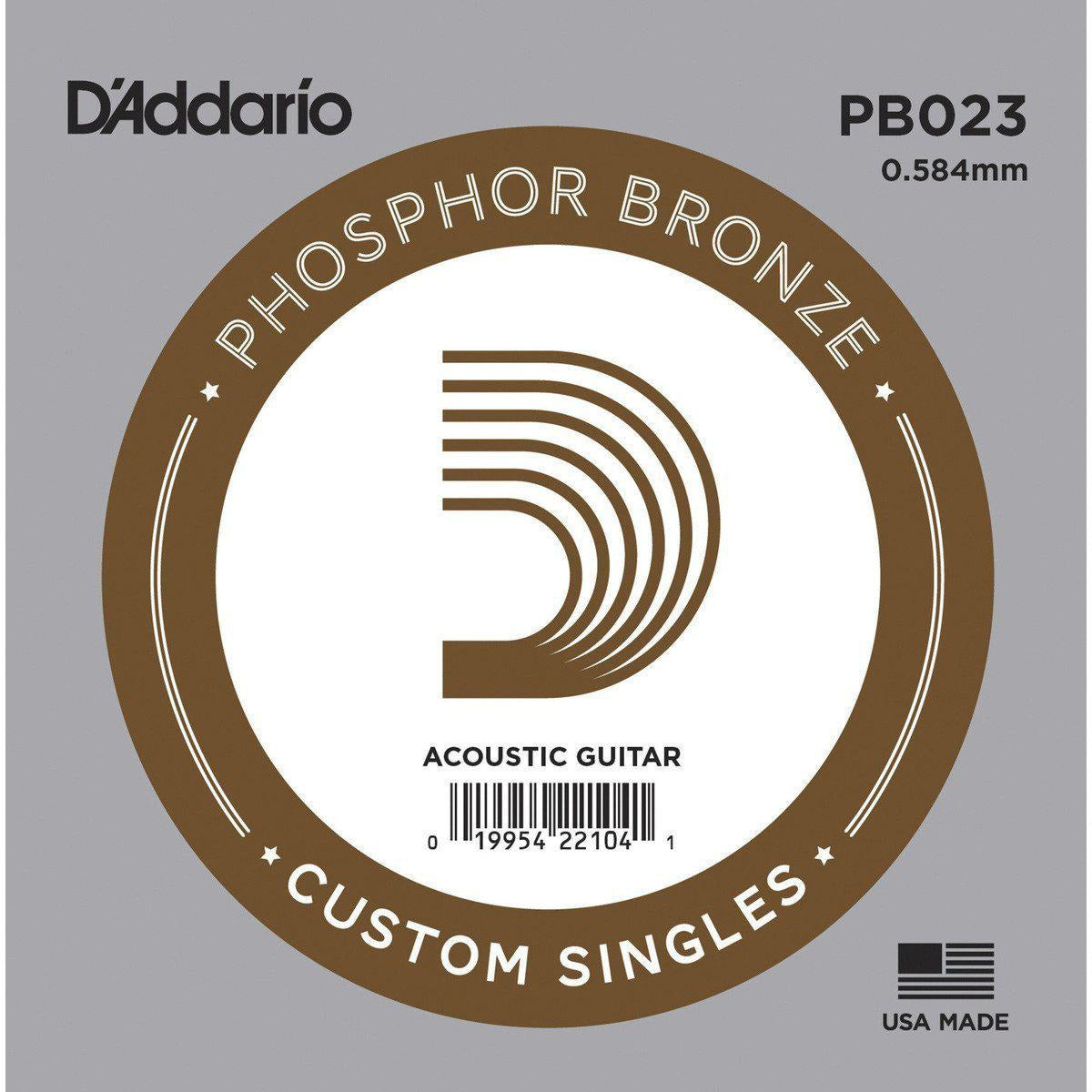 D'Addario Phosphor Bronze Wound Single String-.023-Andy's Music